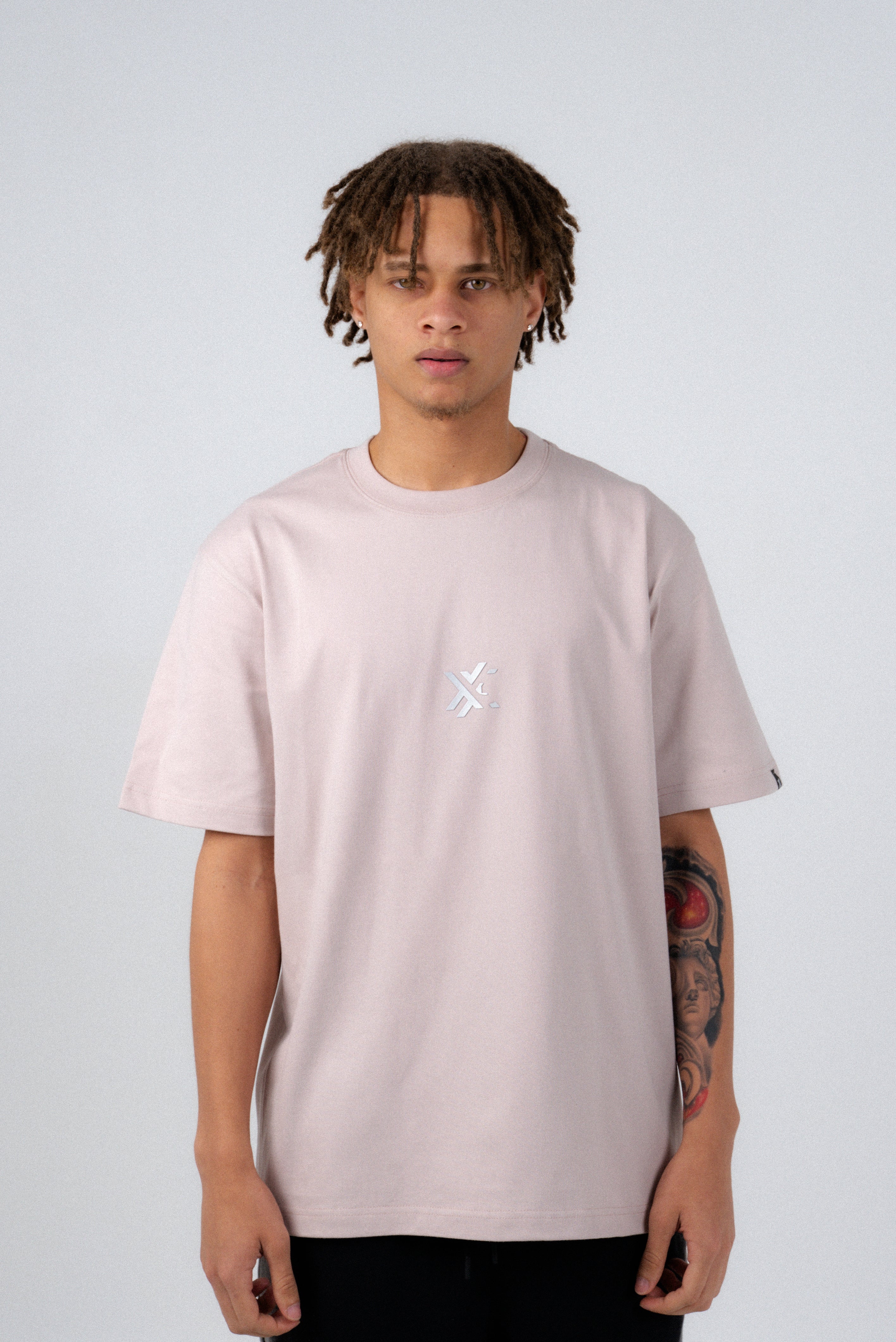 Beige And Gray Basic T-Shirt