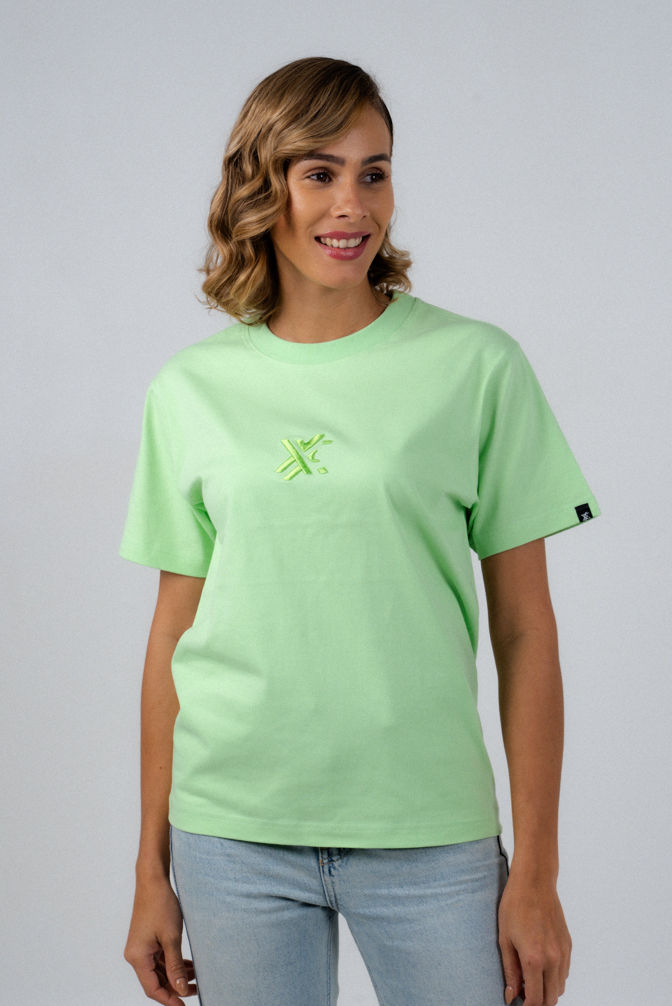 Light Green T-Shirt – Men's Relaxed Fit 3D Embroidery Premium Cotton