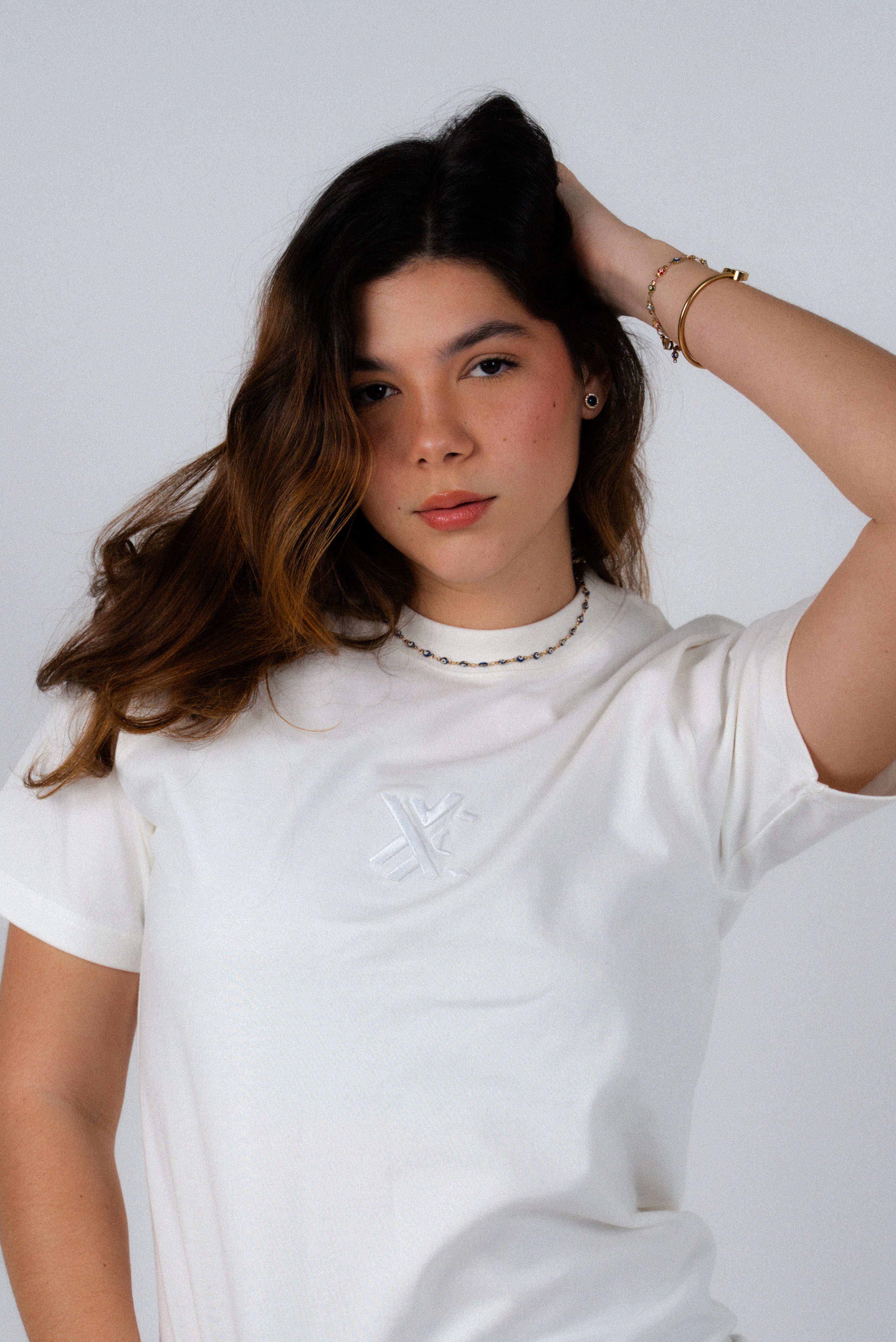 White T-Shirt – Men's Relaxed Fit 3D Embroidery Premium Cotton