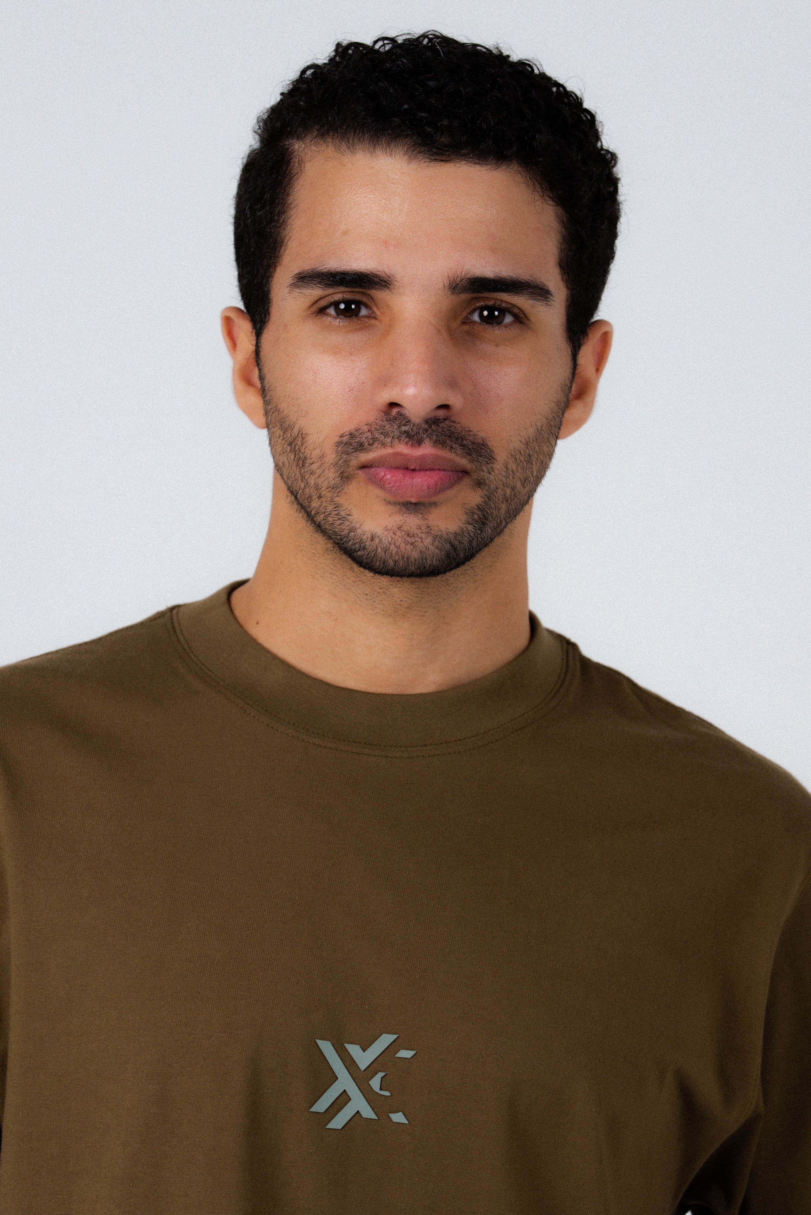 Olive Green And Gray Basic T-Shirt