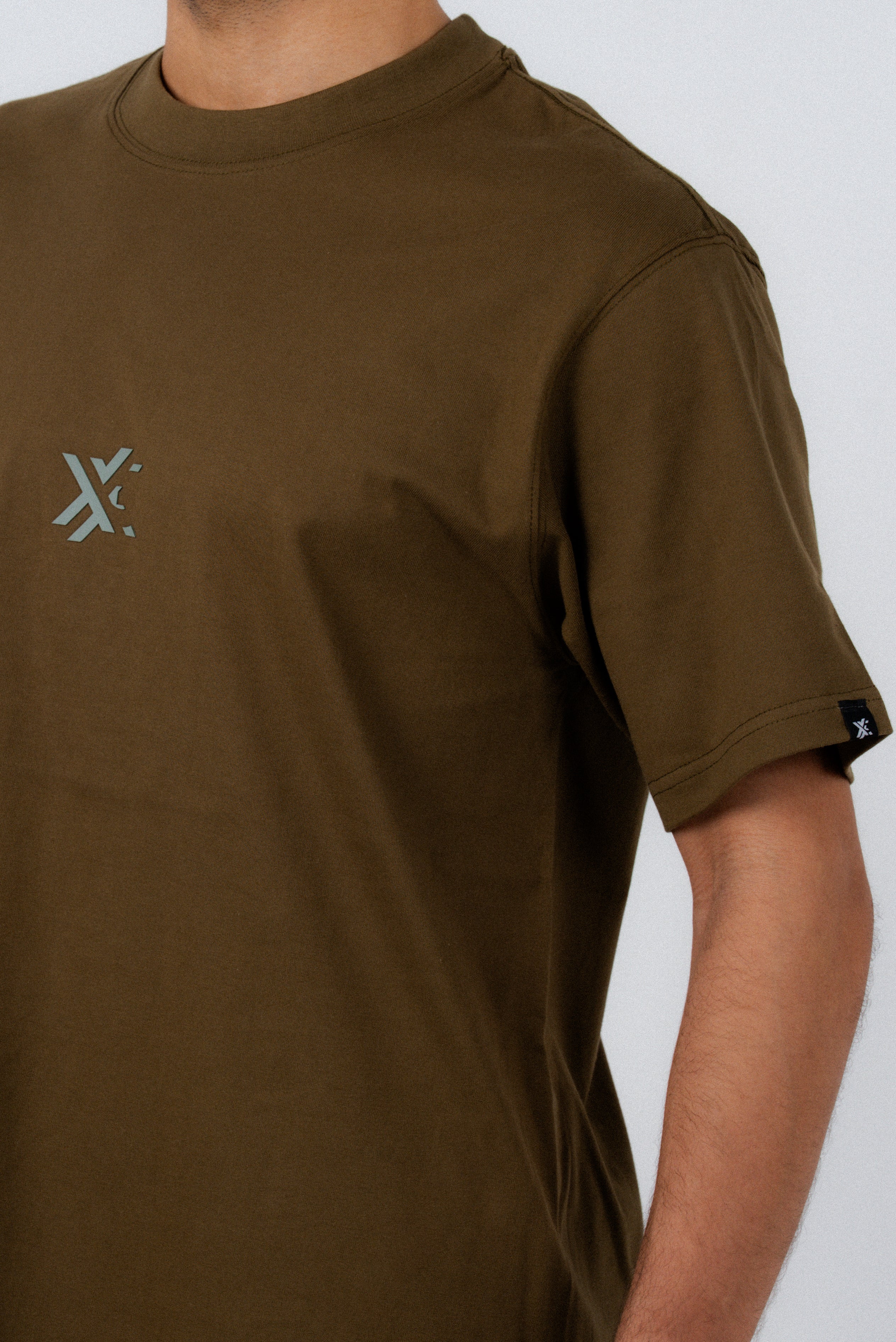 Olive Green And Gray Basic T-Shirt-4