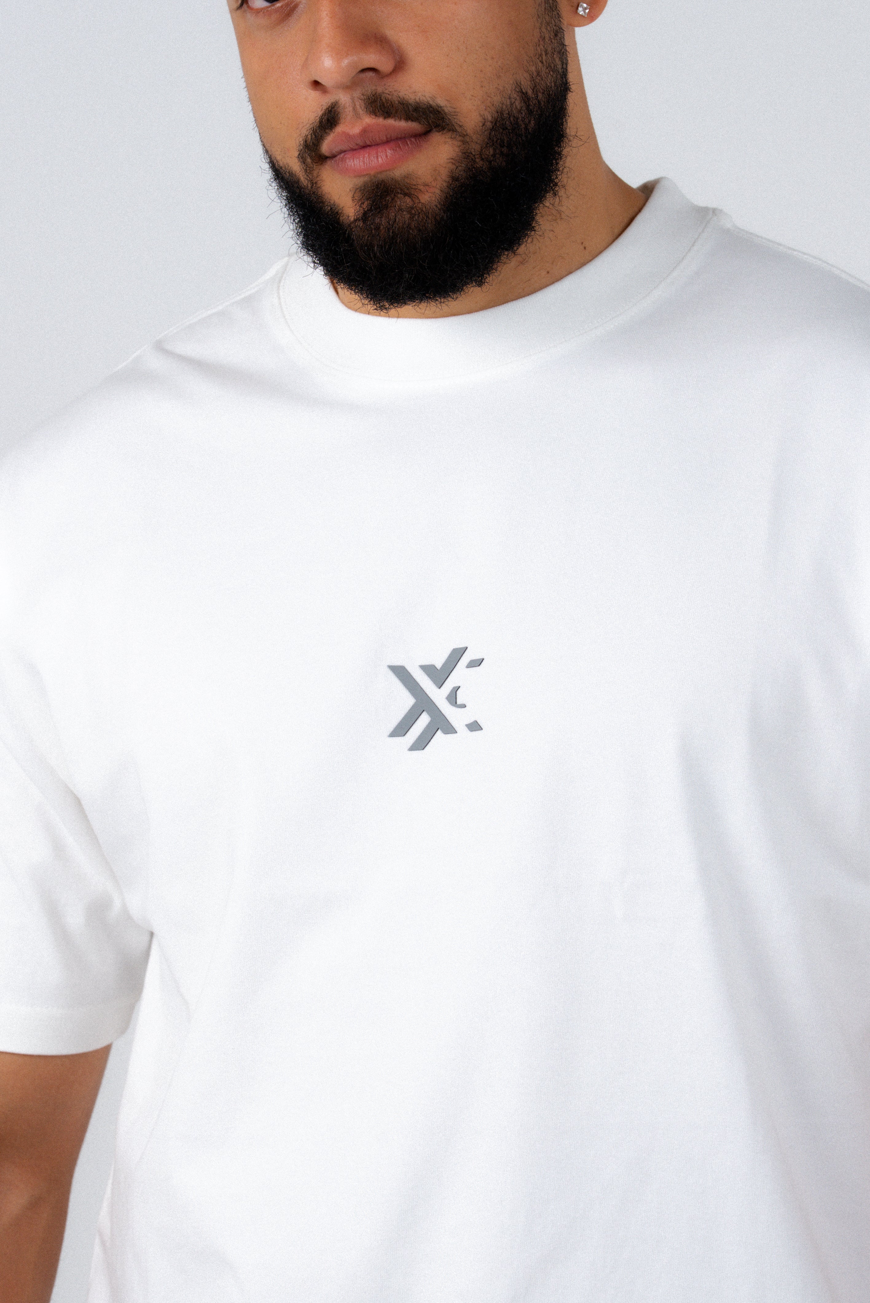 White And Gray Basic T-Shirt-2
