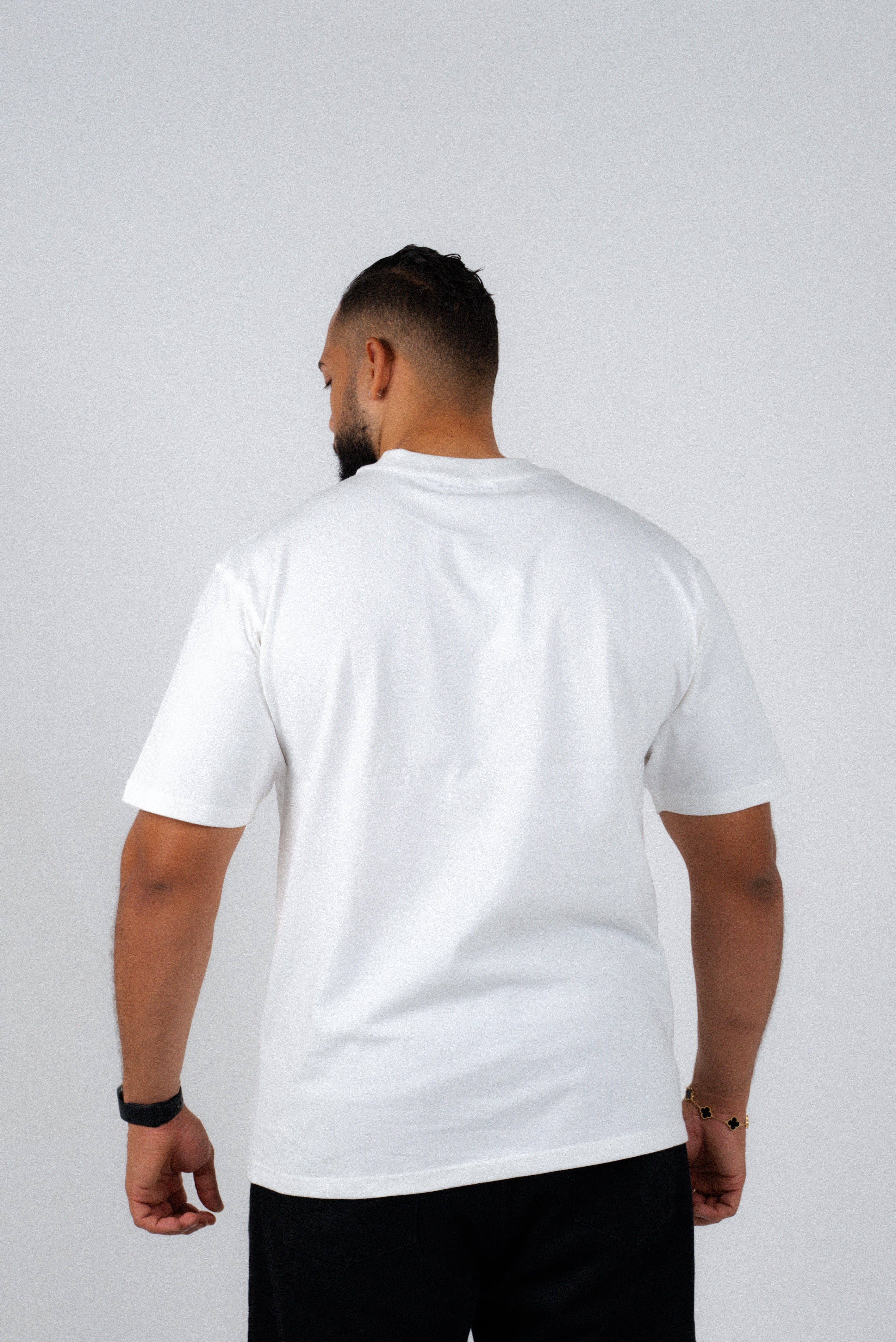 White And Gray Basic T-Shirt-4