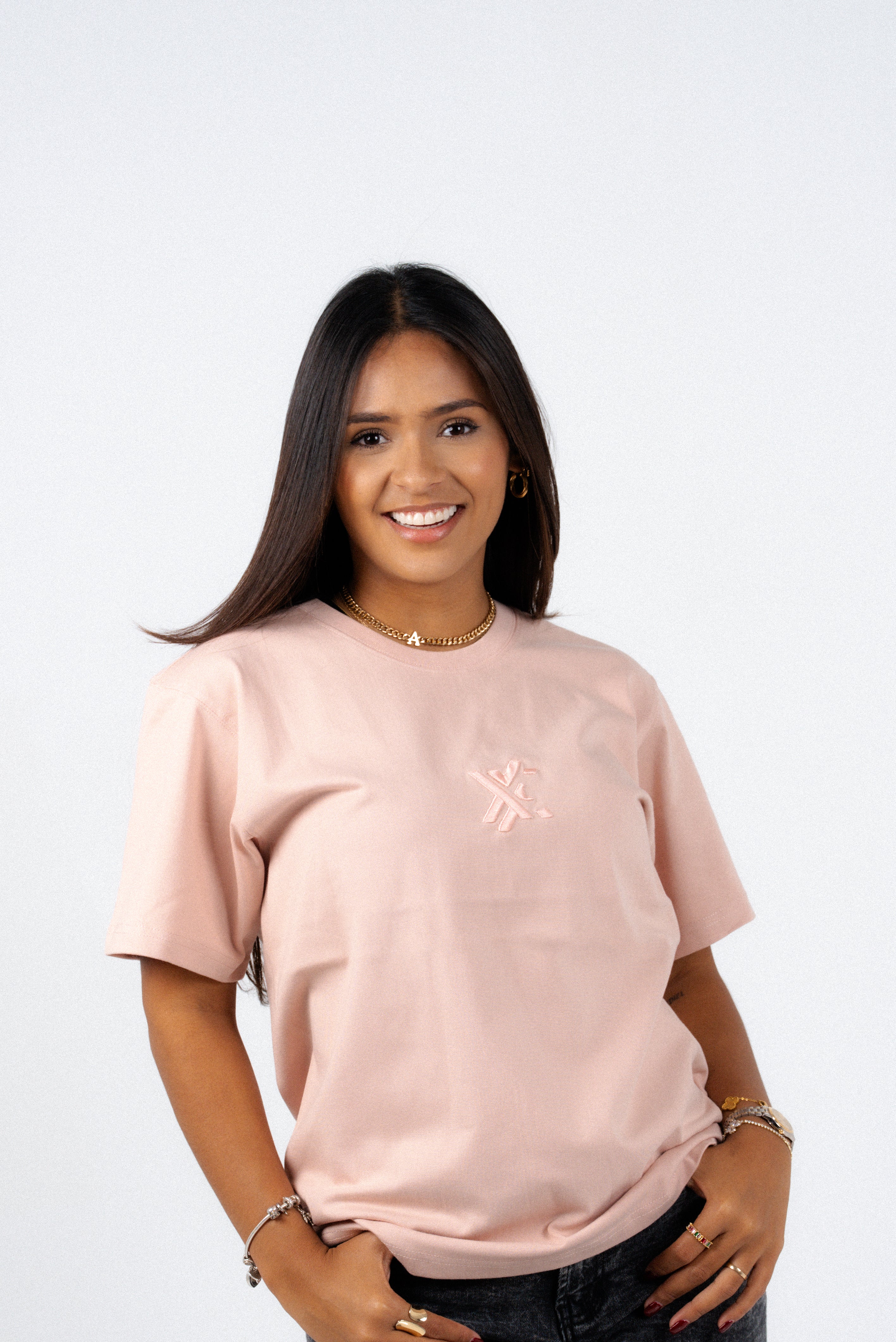 Dusty Rose T-Shirt – Men's Relaxed Fit 3D Embroidery Premium Cotton-2