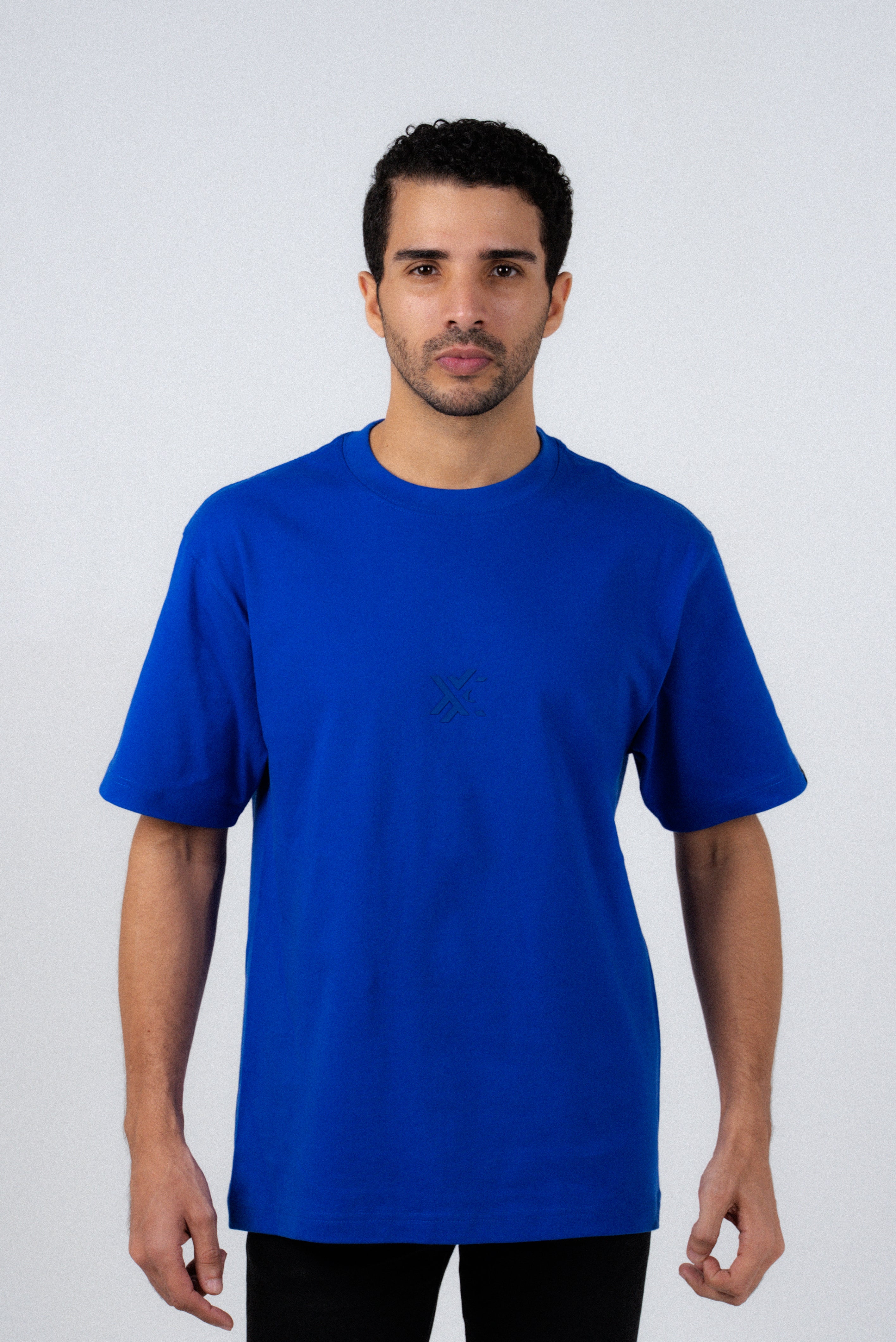 Klein Blue T-Shirt – Men's Relaxed Fit 3D Embroidery Premium Cotton-2