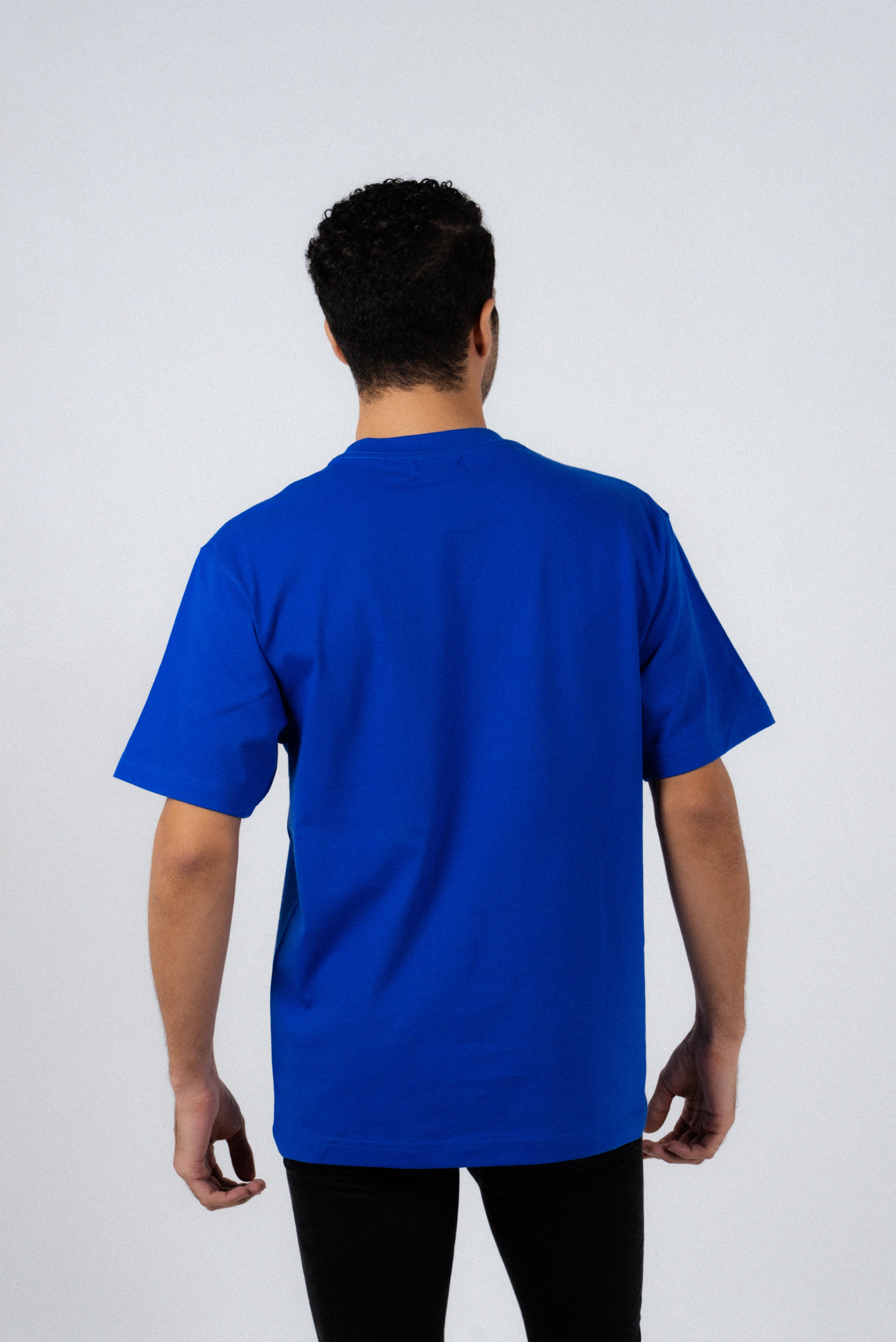 Klein Blue T-Shirt – Men's Relaxed Fit 3D Embroidery Premium Cotton-3