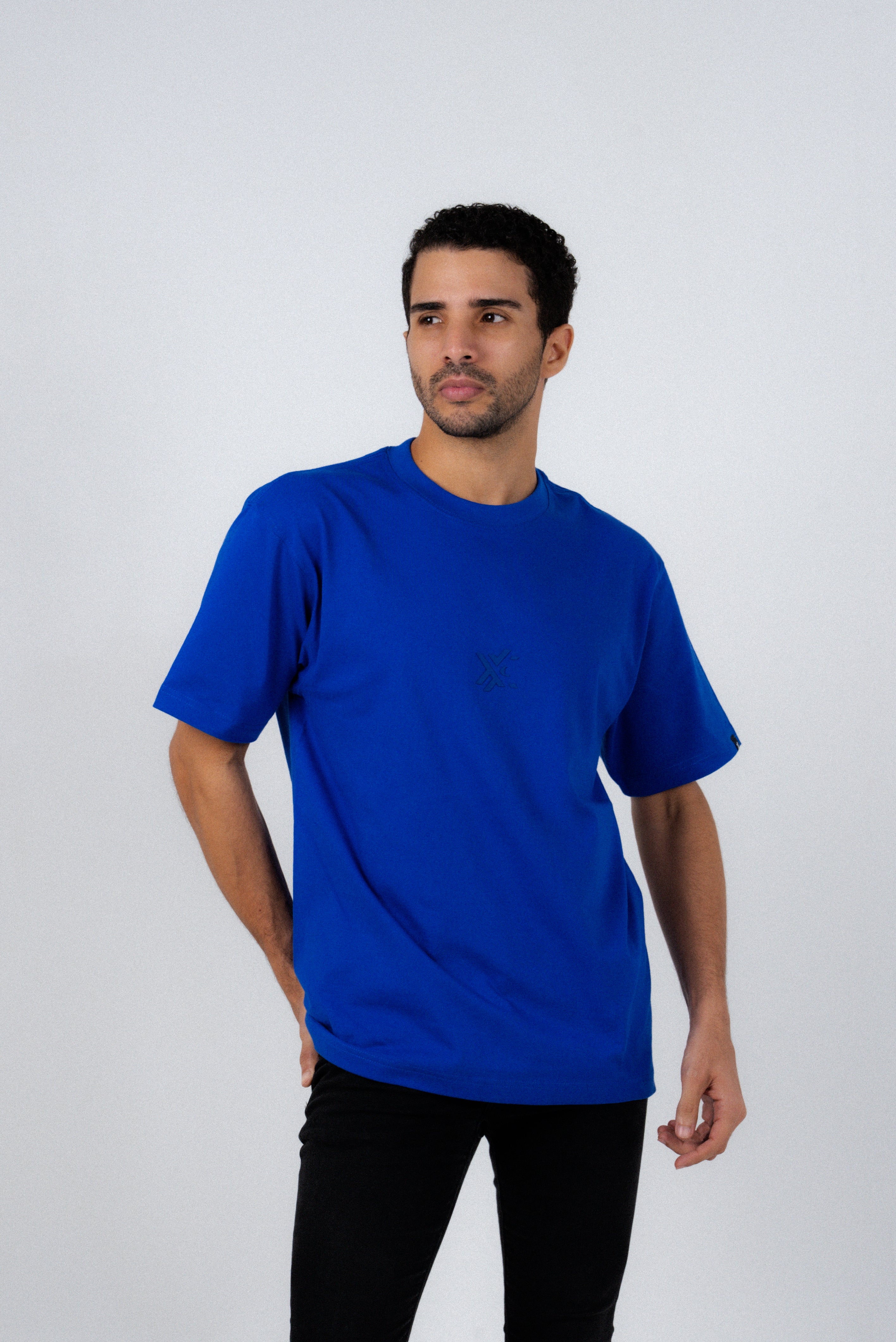Klein Blue T-Shirt – Men's Relaxed Fit 3D Embroidery Premium Cotton