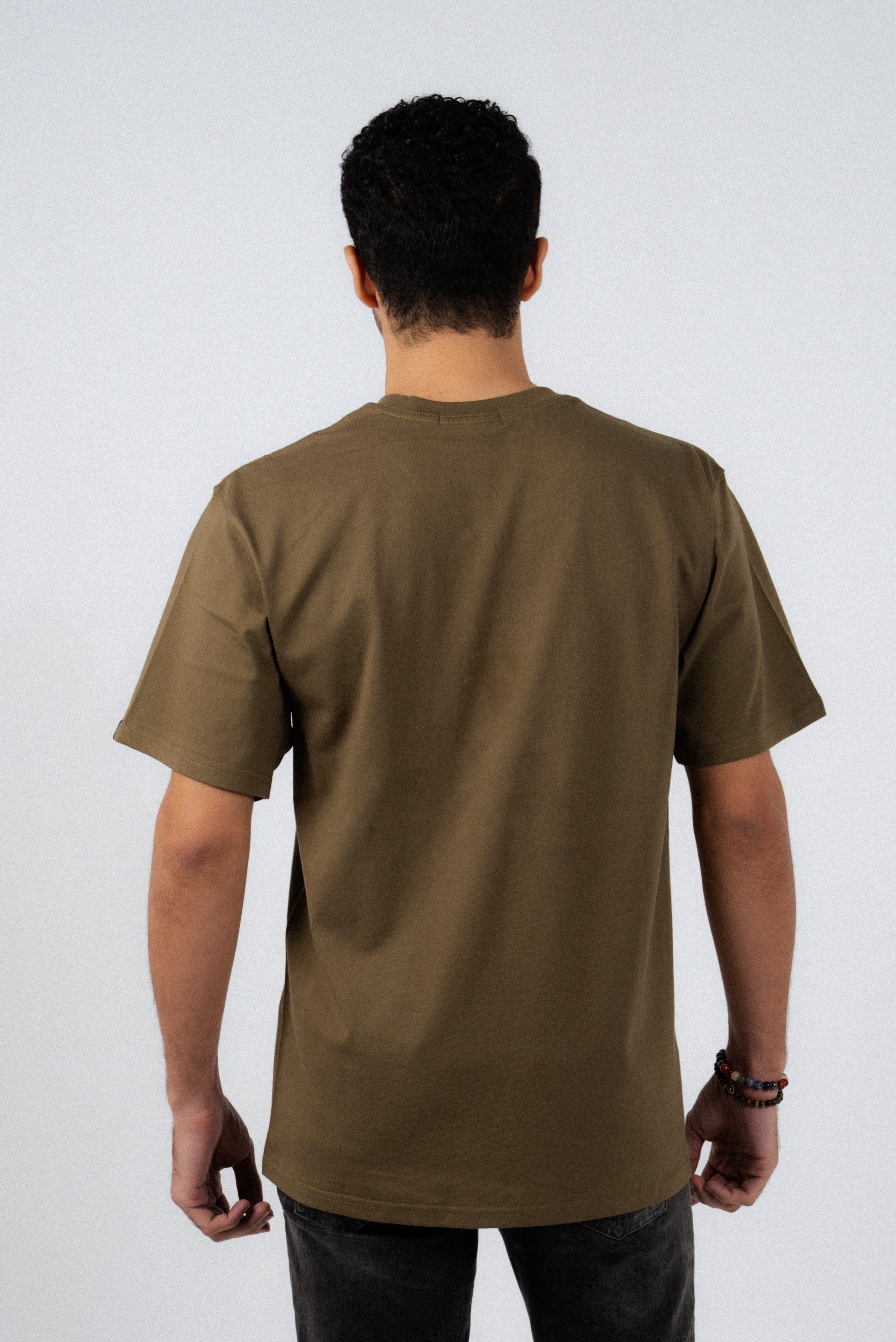 Dark Olive T-Shirt – Men's Relaxed Fit 3D Embroidery Premium Cotton-3