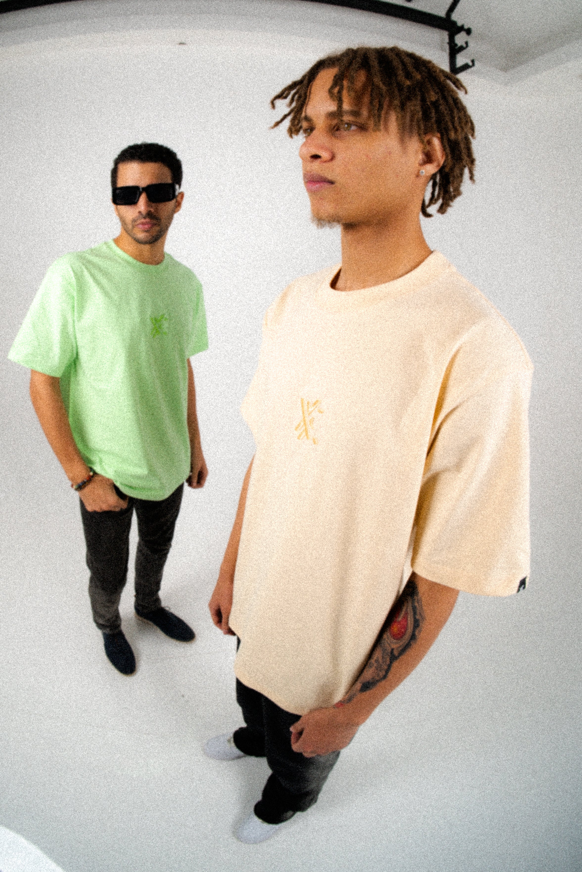 Light Yellow T-Shirt – Men's Relaxed Fit 3D Embroidery Premium Cotton-3