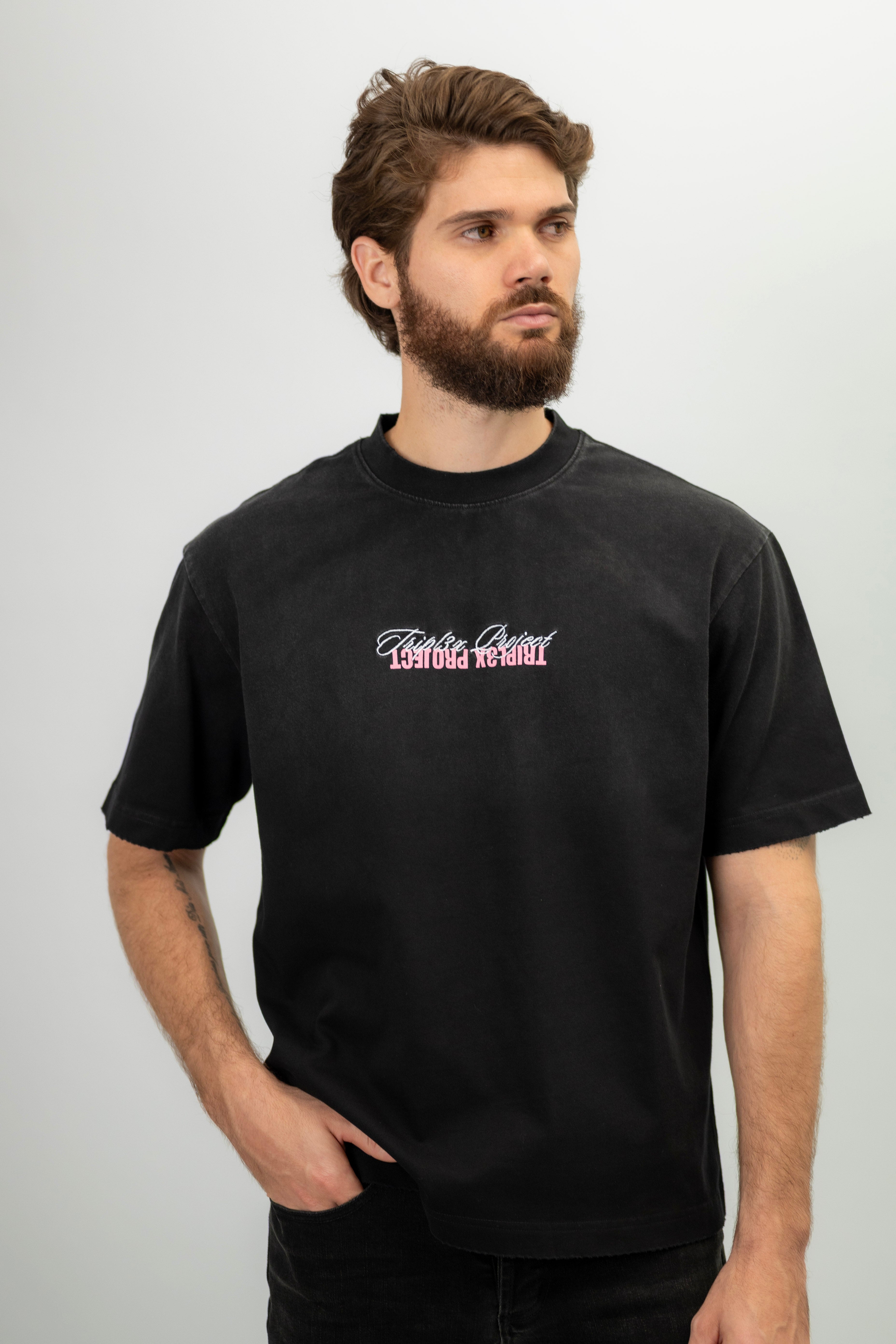 SUNFADED WASH T-SHIRT - REVERSE PINK LOGO-3