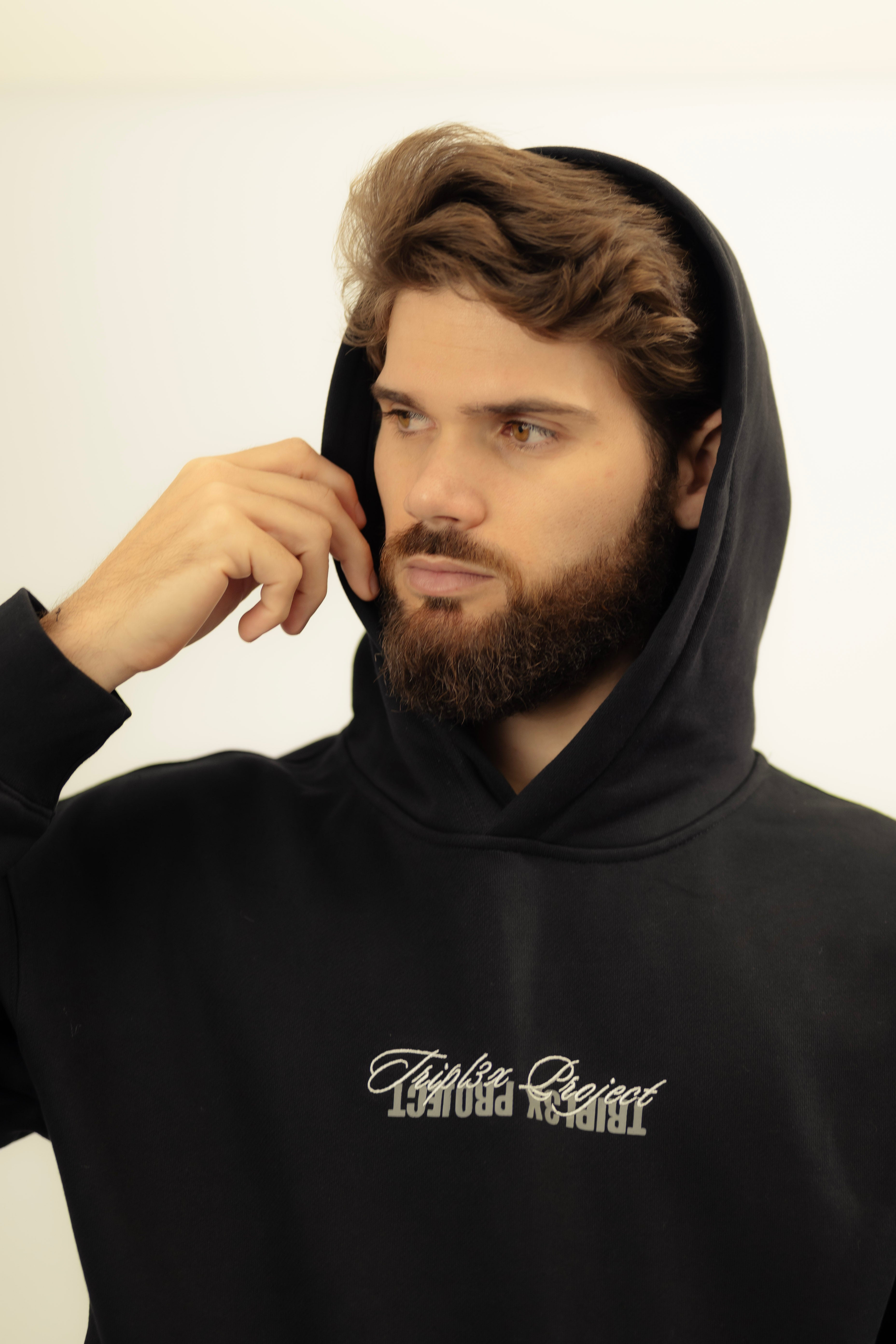 REVERSED LOGO HOODIE — BLACK-3