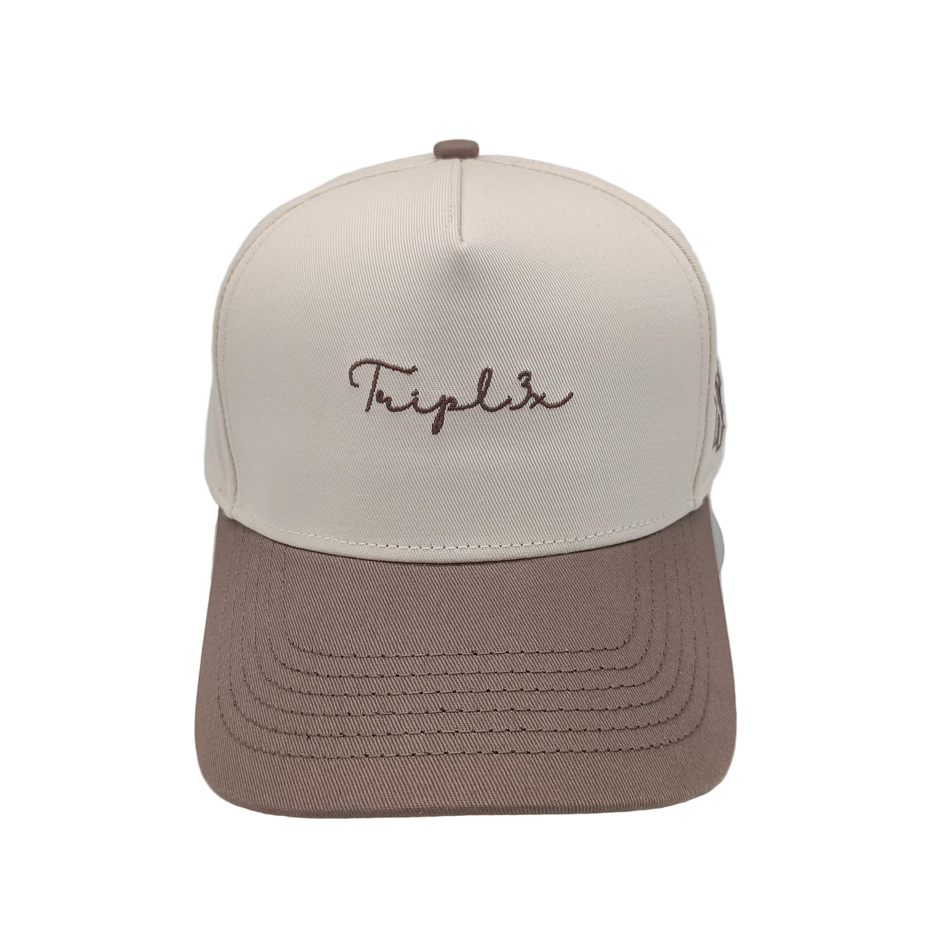 Neutral Brown Snapback Hat – Tripl3x Embroidered Structured Cap