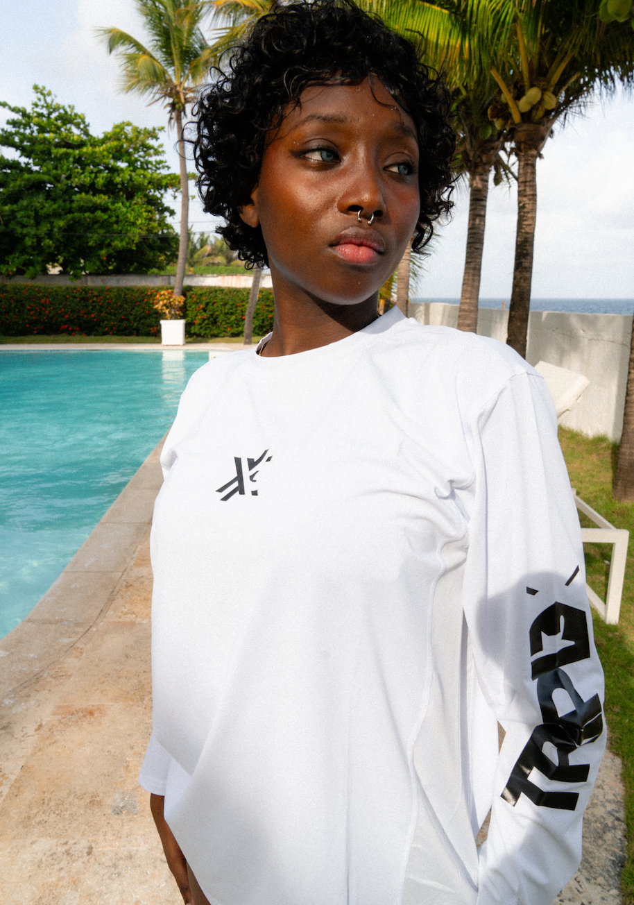 Long Sleeve Rash Guards White/Black-3
